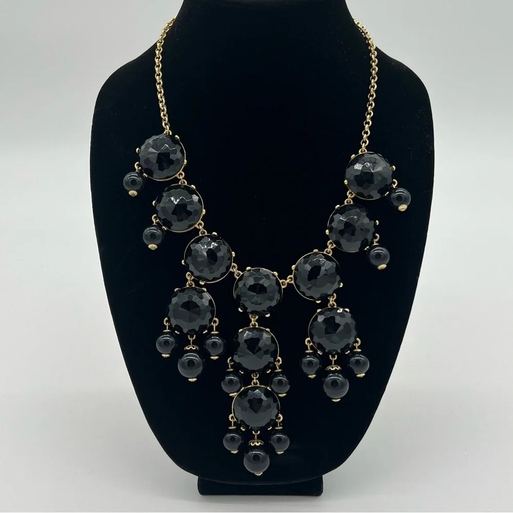 J. Crew Large Elegant Black Statement Necklace - image 1
